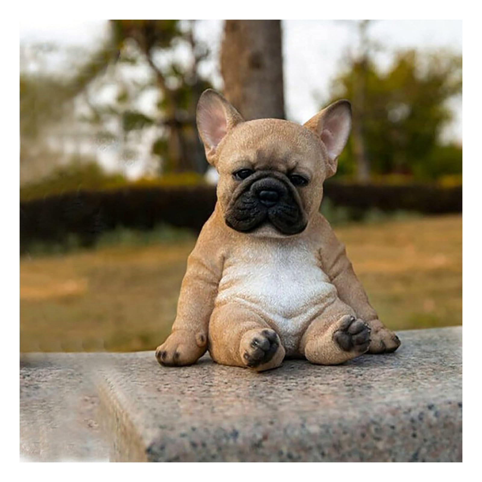 Amazon.co.jp: 眠そうなフレンチブルドッグの子犬の庭の彫像 小さな